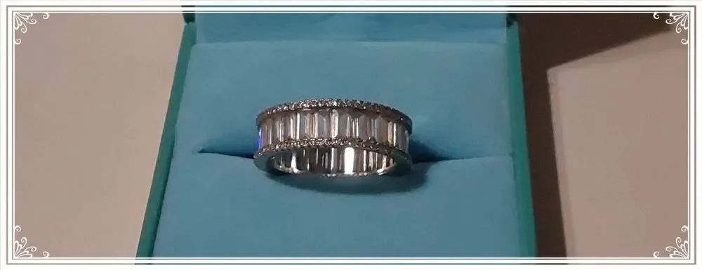 Stunning 5.6 Ct. DIAMONIQUE Baguette & Round Eternity Band Ring Sz 9